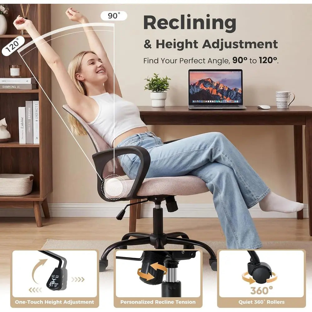 Oice Desk Chair - Ergonomic Back with Lumbar Support & Rocking e, Height Adjustable with ixed Armrest, or Home, Computer, Gaming