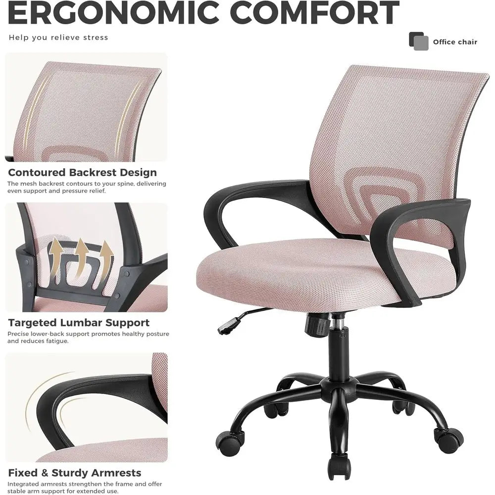 Oice Desk Chair - Ergonomic Back with Lumbar Support & Rocking e, Height Adjustable with ixed Armrest, or Home, Computer, Gaming