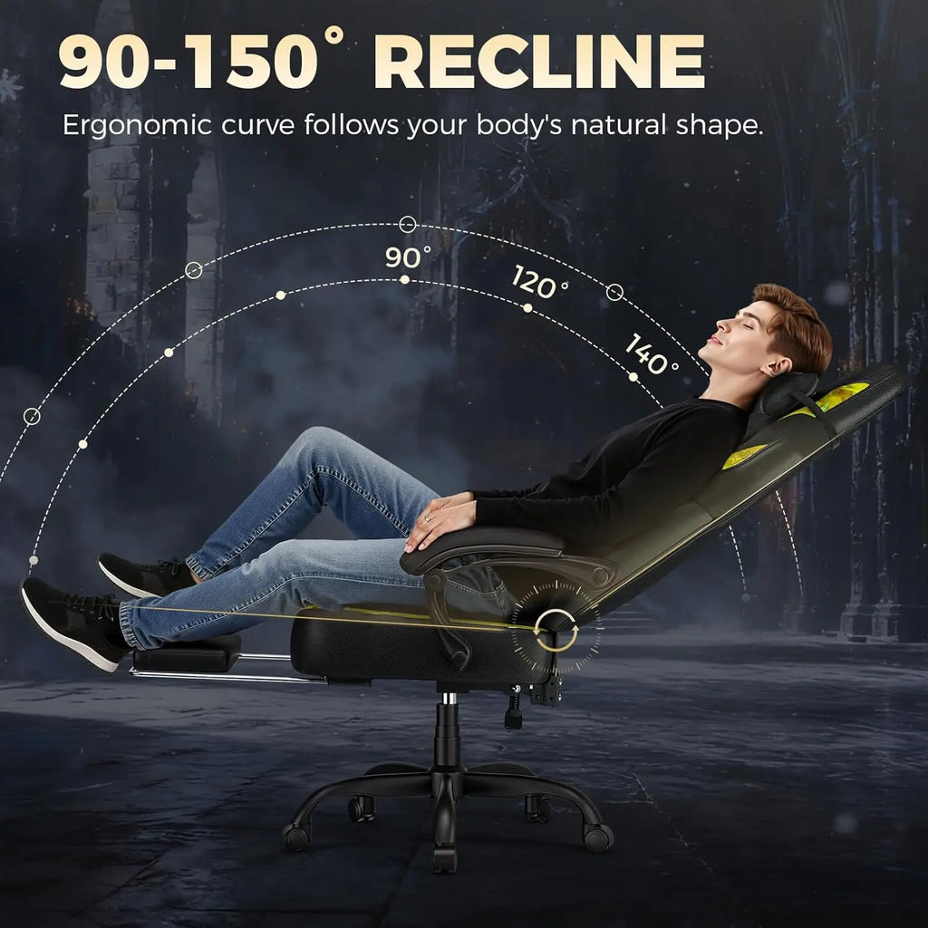 Big and Tall Gaming Chair for Adults, Ergonomic Office Chair with Footrest, Heavy Duty 350 lbs Capacity, High Back,, Customized