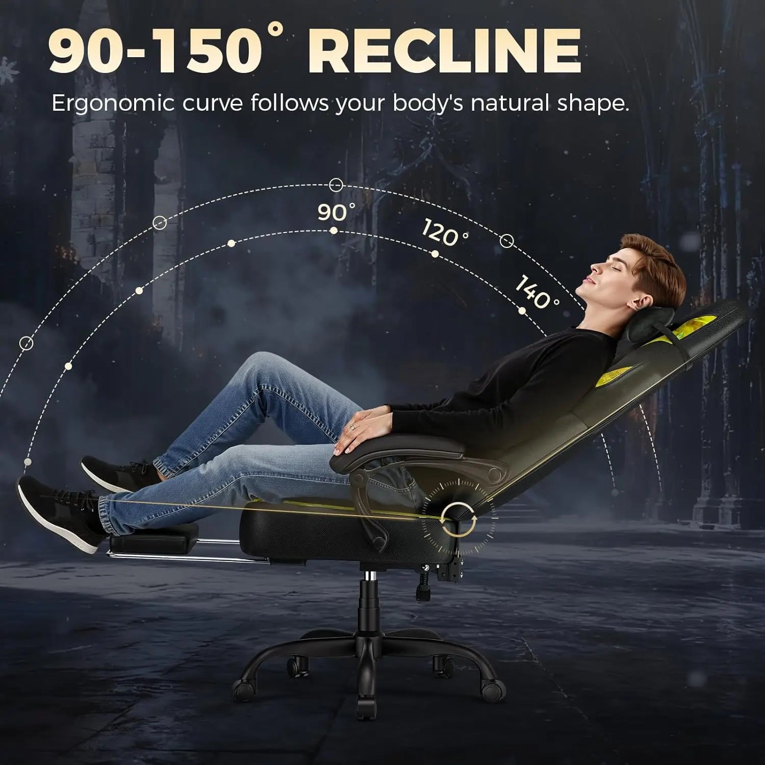Big and Tall Gaming Chair for Adults, Ergonomic Office Chair with Footrest, Heavy Duty 350 lbs Capacity, High Back,, Customized